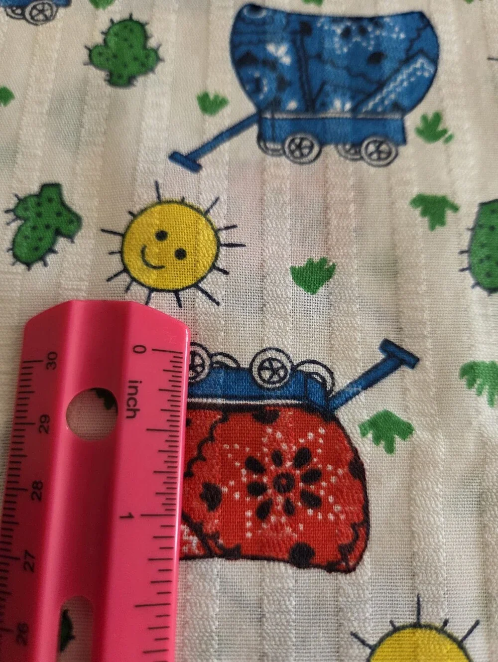 Vintage 1970's - 1980's COVERED WAGONS 100% Cotton Sewing Quilting Craft Fabric